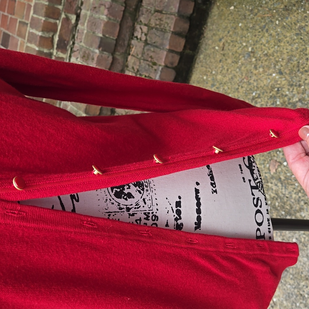Talbots Vibrant Red Cardigan Sweater With Cashmere - Picture 9 of 11